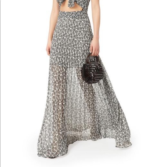 A.L.C. Black/White Macpherson Tie Front Halter Floral casual Maxi  Brand New - Picture 5 of 10